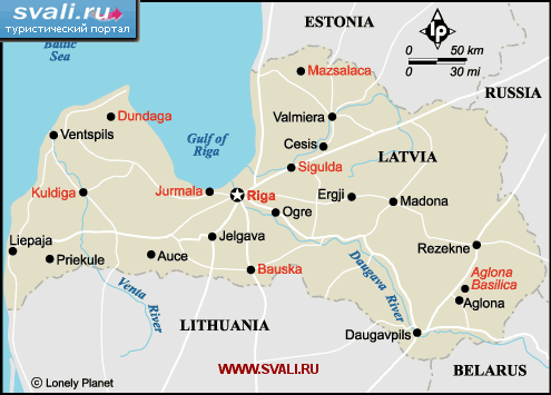Карта Латвии (англ.)