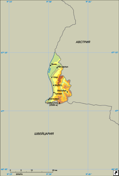 Карта Лихтенштейна.