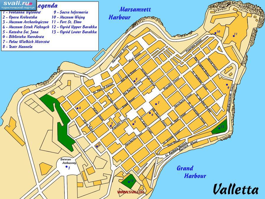 Мальта. Карта Валлетты (польск.)