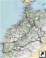 Подробная карта Марокко с автодорогами (франц.)