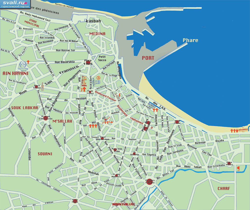 Карта Танжера (Tanger), Марокко (фран.)
