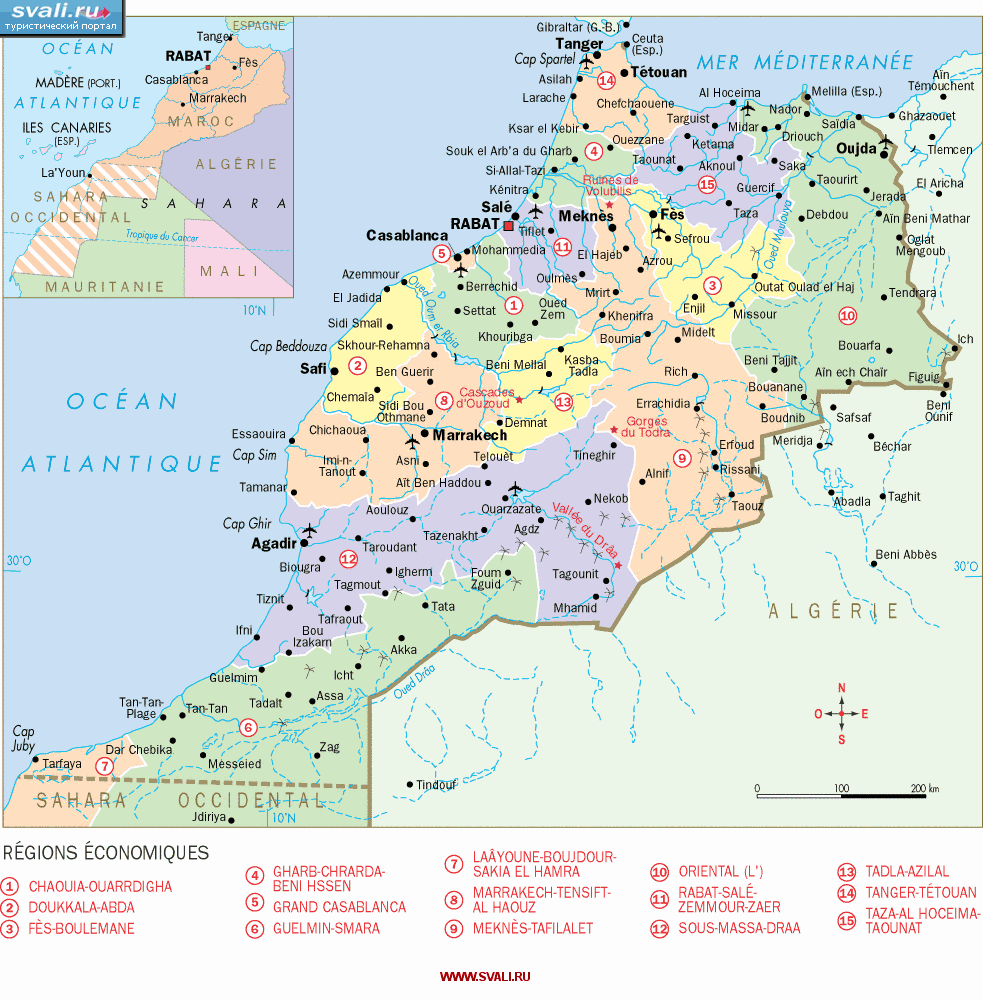 Карта экономических регионов Марокко (франц.)