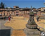 Сушка риса, Катманду, Непал.
