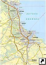 Карта побережья Гданьск, Сопот, Гдыня(Gdansk,Sopot,Gdynia). Польша (польск.)
