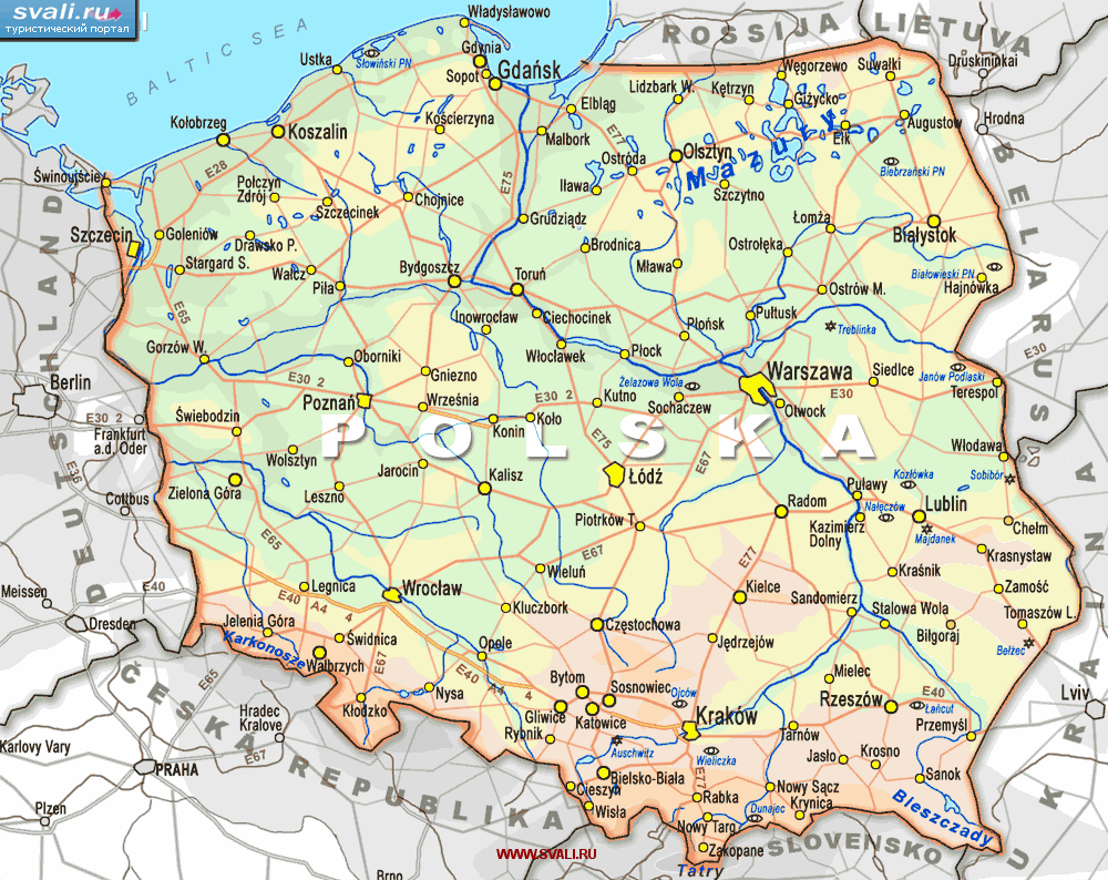 Карта автодорог Польши (польск.)