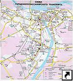 Карта маршрутов городского транспорта Нижнего Новгорода, Нижегородская область, Россия.