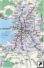 Карта метро Санкт-Петербурга, Россия.