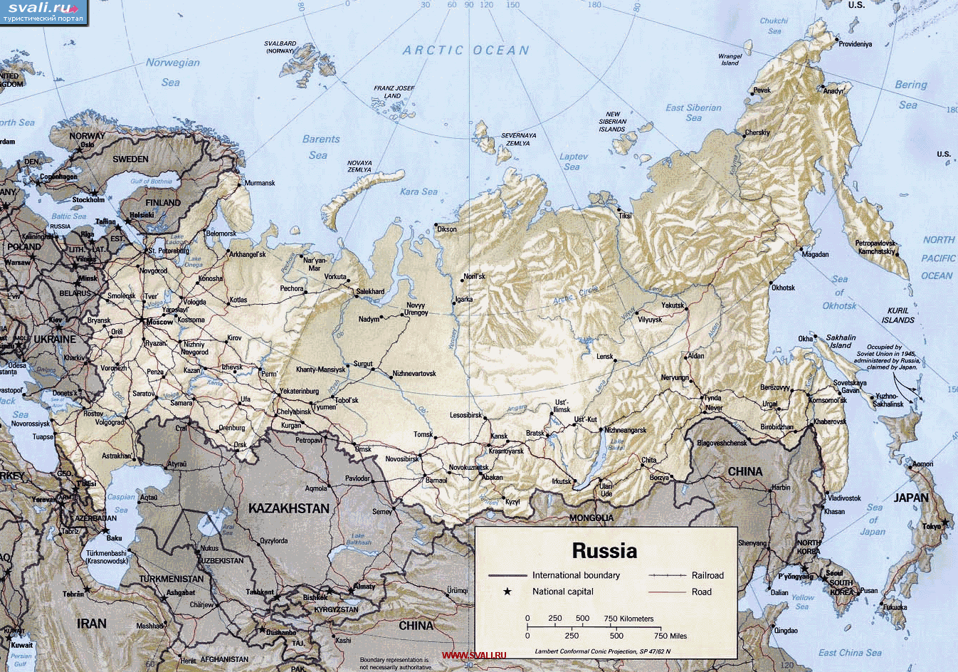 Карта России. (англ.)