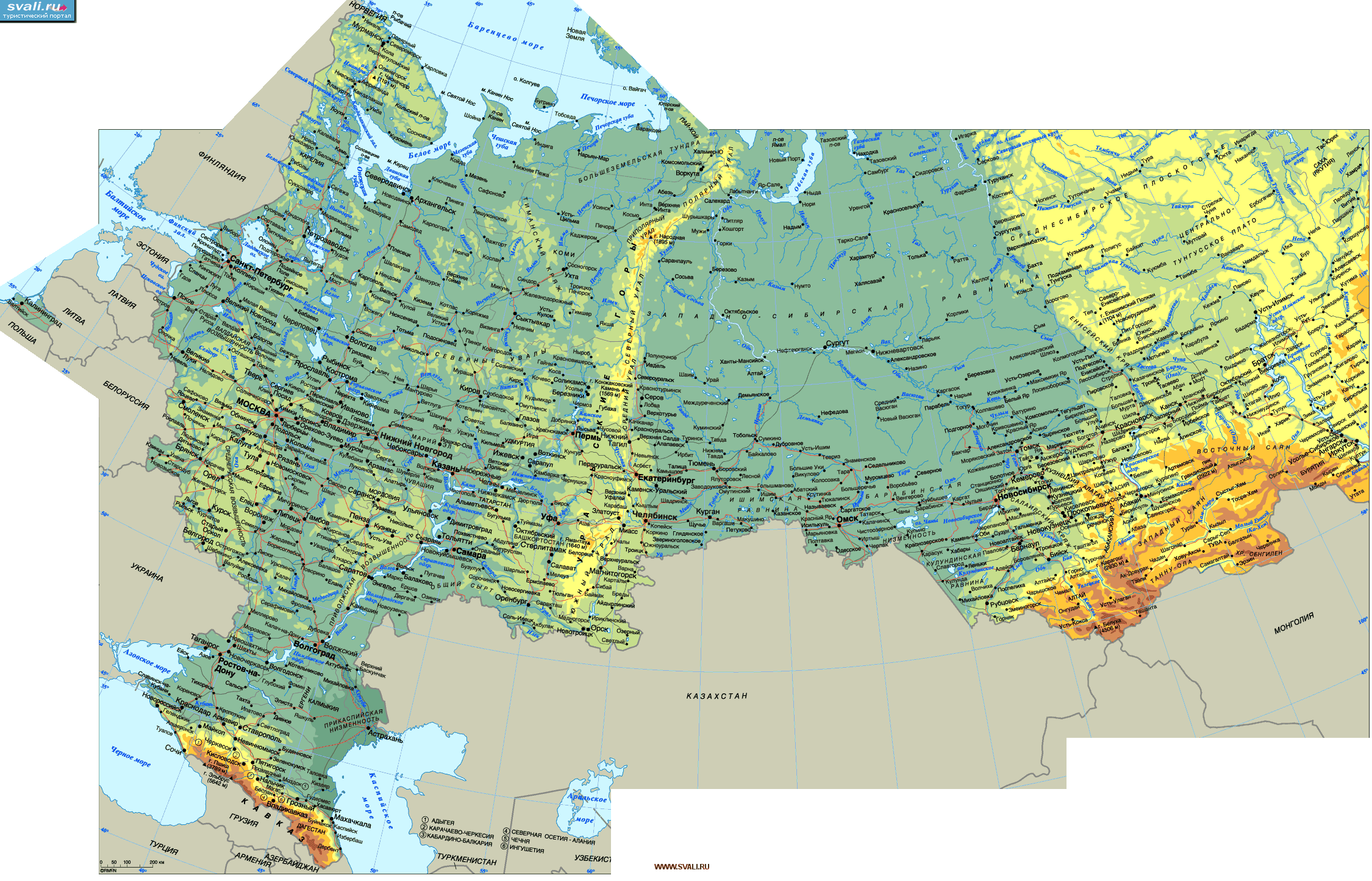 Карта России. Европейская часть. По состоянию на 2013 год.