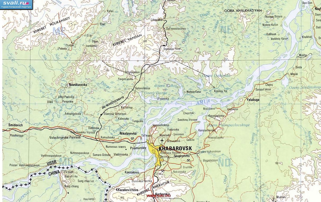 Карта окрестностей Хабаровска, Россия (англ.)