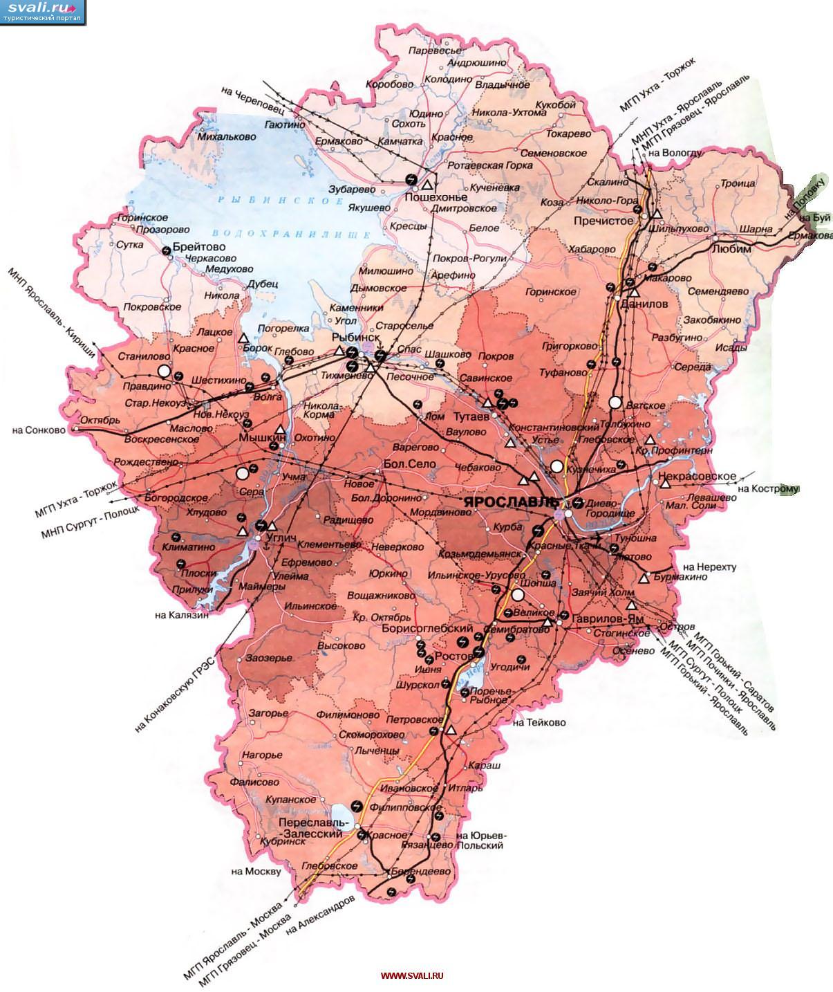 Карта Ярославской области, Россия.