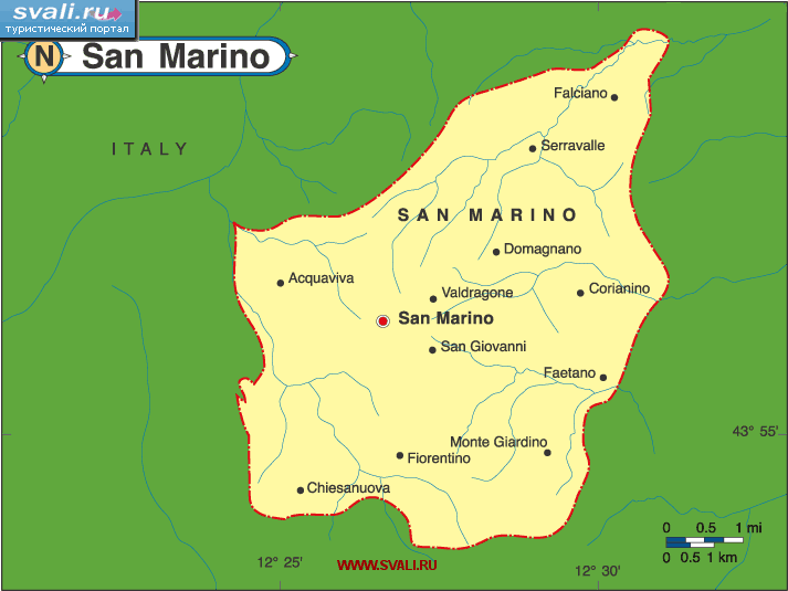 Карта Сан-Марино (англ.)
