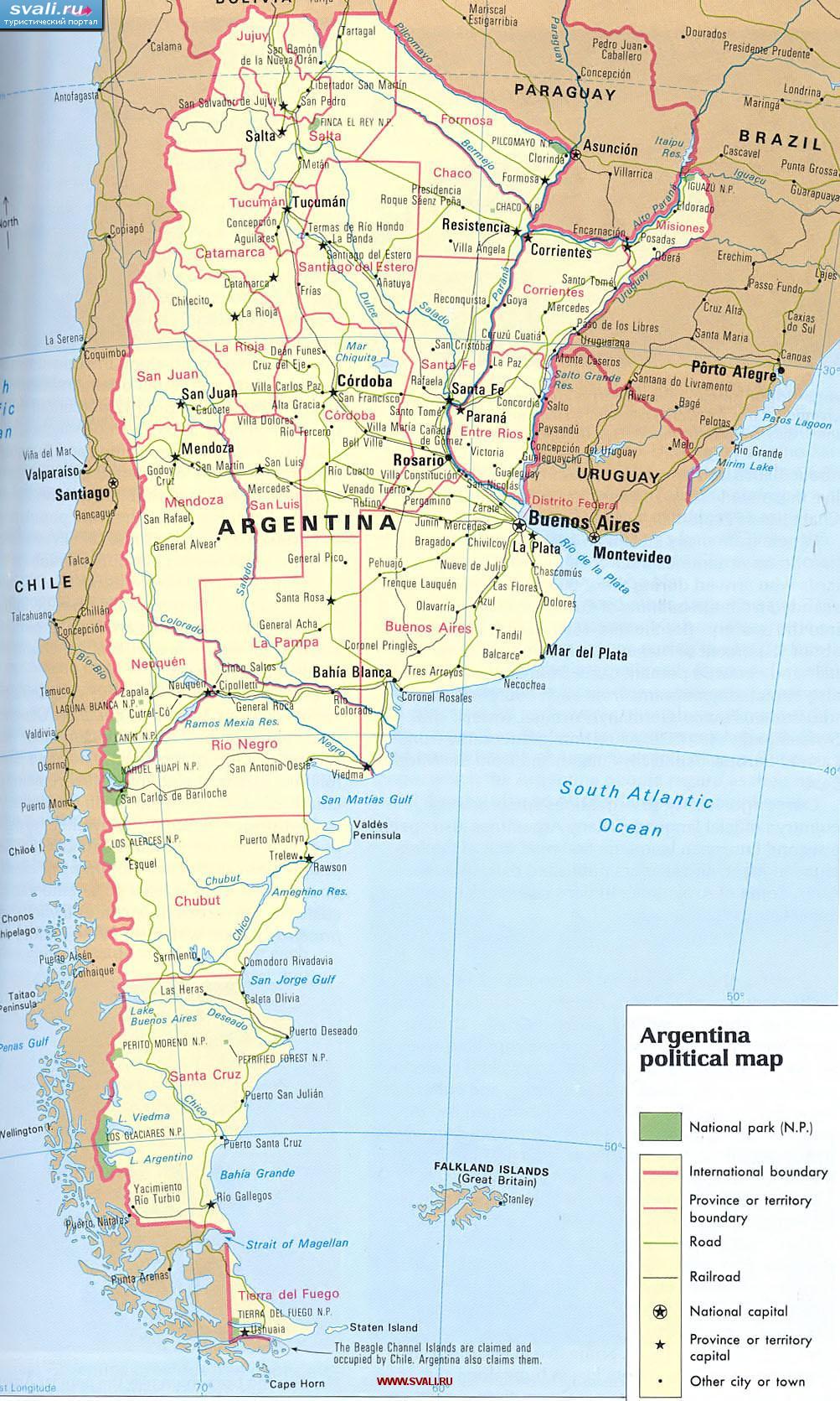 Политическая карта Аргентины (исп.)