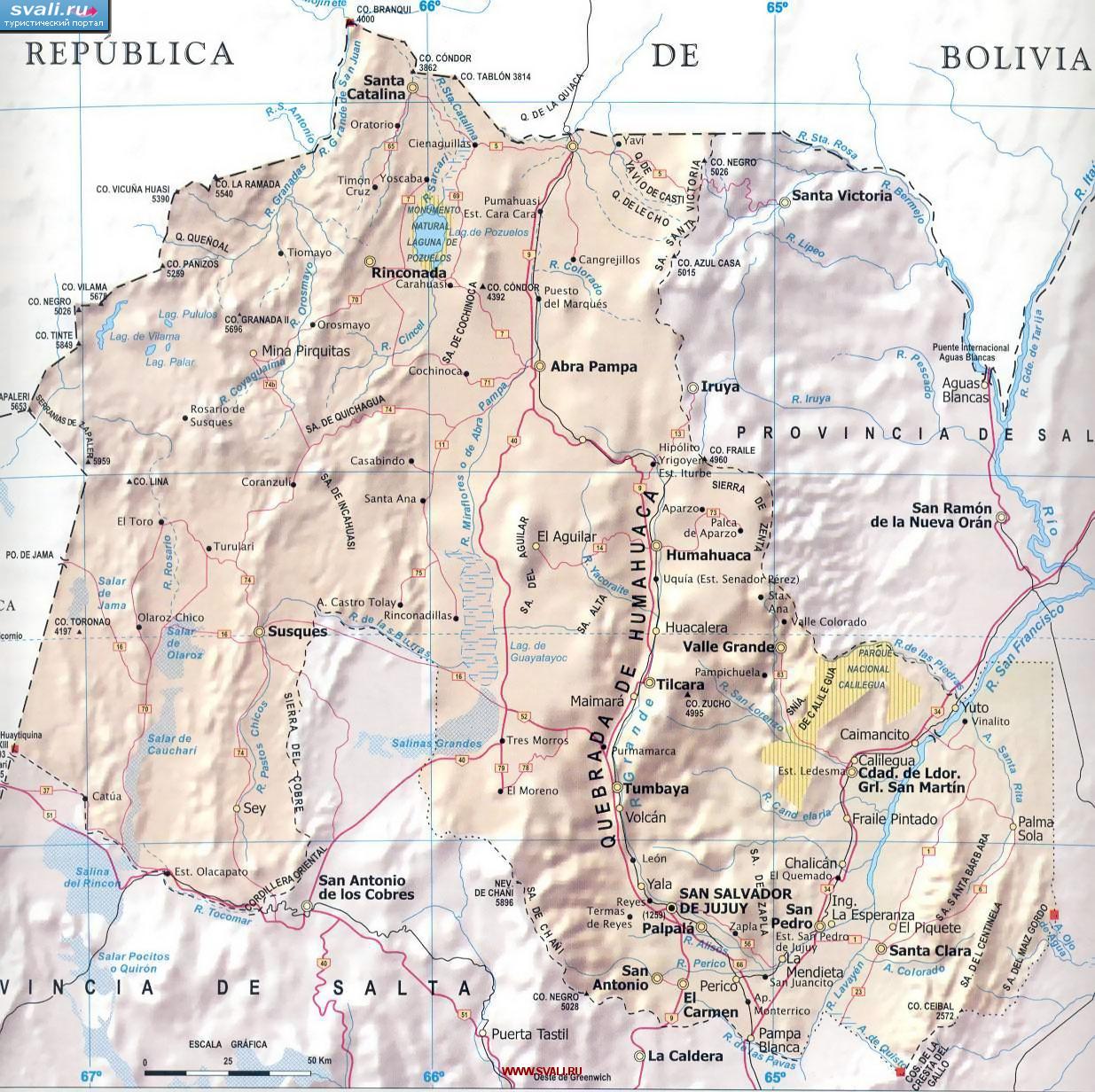 Карта провинции Хухуй (Jujuy), Аргентина (исп.)