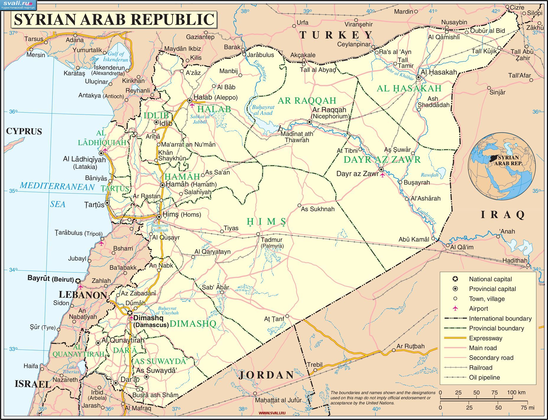 Карта Сирии (англ.)