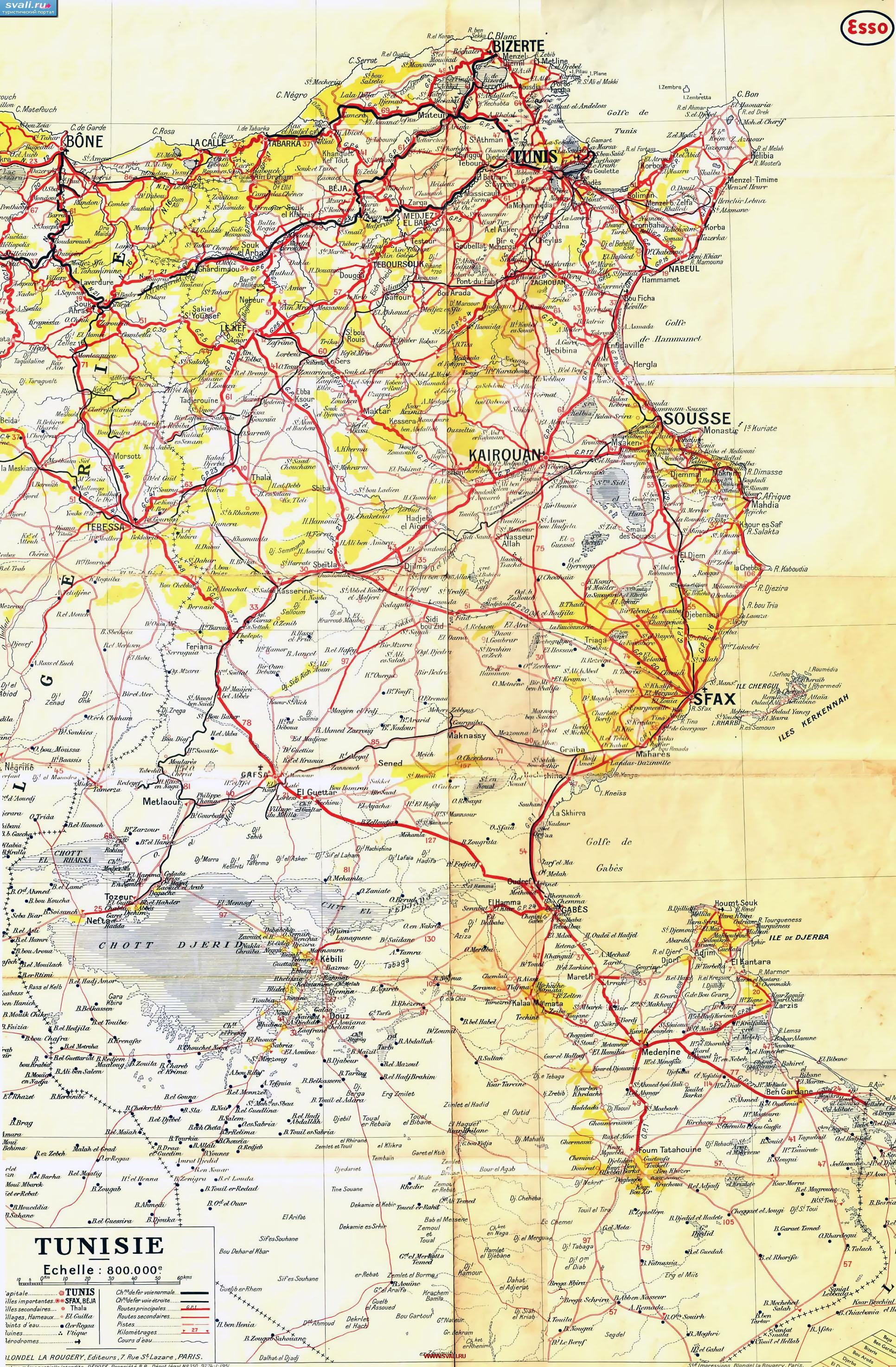Подробная карта Туниса (франц.)