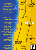Карта Белека, Турция.