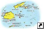 Карта популярных мест для дайвинга, Фиджи (англ.)