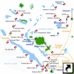 Карта мест для дайвинга в Лагуне Маманука, Фиджи (англ.)