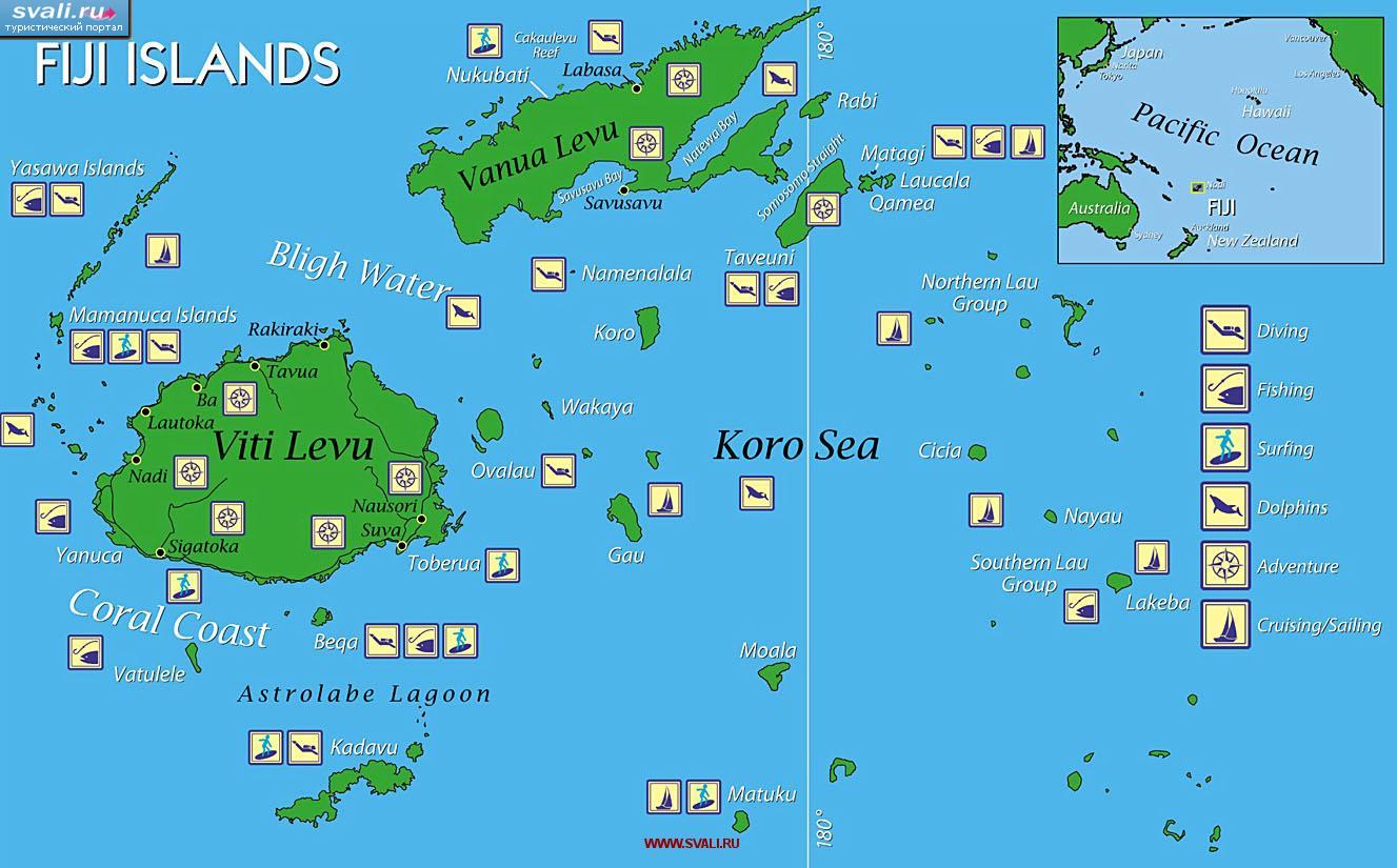 Лаукала остров Фиджи на карте мира