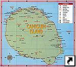 Туристическая карта острова Камигуин (Camiguin), Филиппины (англ.)