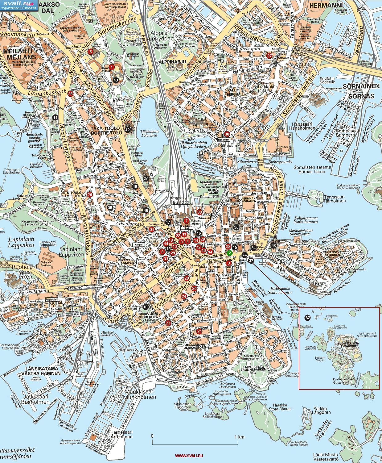 Карта Хельсинки, Финляндия (фин.)